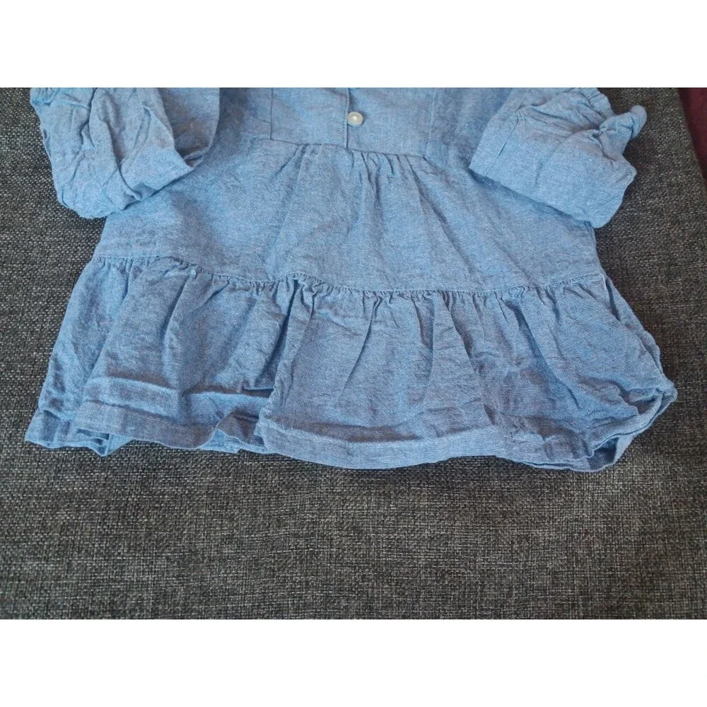 Carters Shirt Size 3T Girls Blue Denim Ruffles Long Sleeve